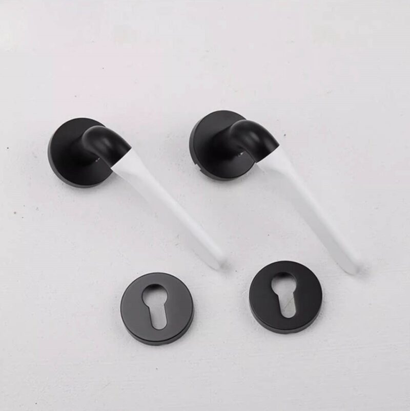 Khóa cửa đồng thau tay gạt gốm sứ trắng OVLI136 4