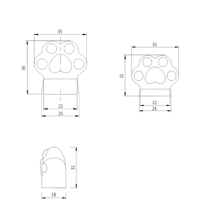 Núm tay tủ đồng thau hình chân mèo BT053 21