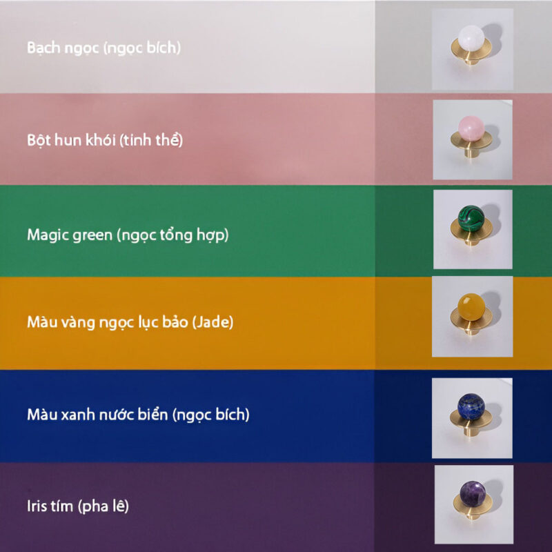 Tay nắm đồng thau khảm đá thạch anh BIE045 5