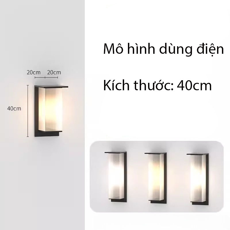 Đèn tường khung inox chữ nhật ba màu sáng HTT007 15