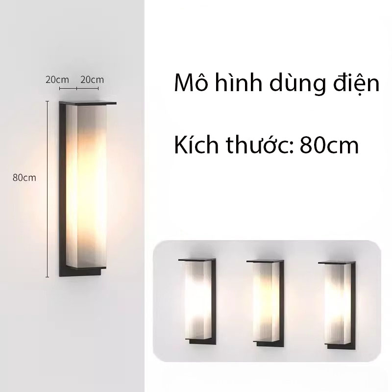 Đèn tường khung inox chữ nhật ba màu sáng HTT007 17