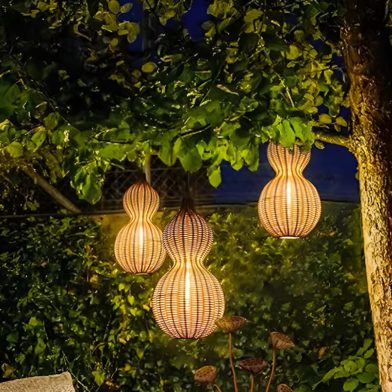 Đèn mây đan bình hồ lô decor sân vườn DC8456 1