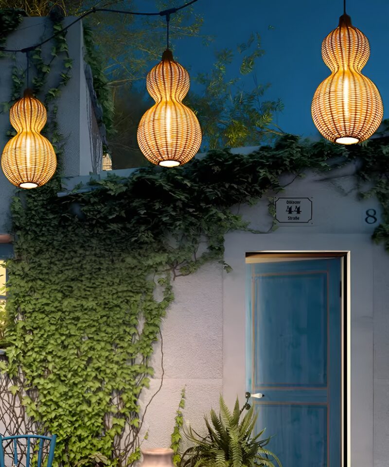 Đèn mây đan bình hồ lô decor sân vườn DC8456 3