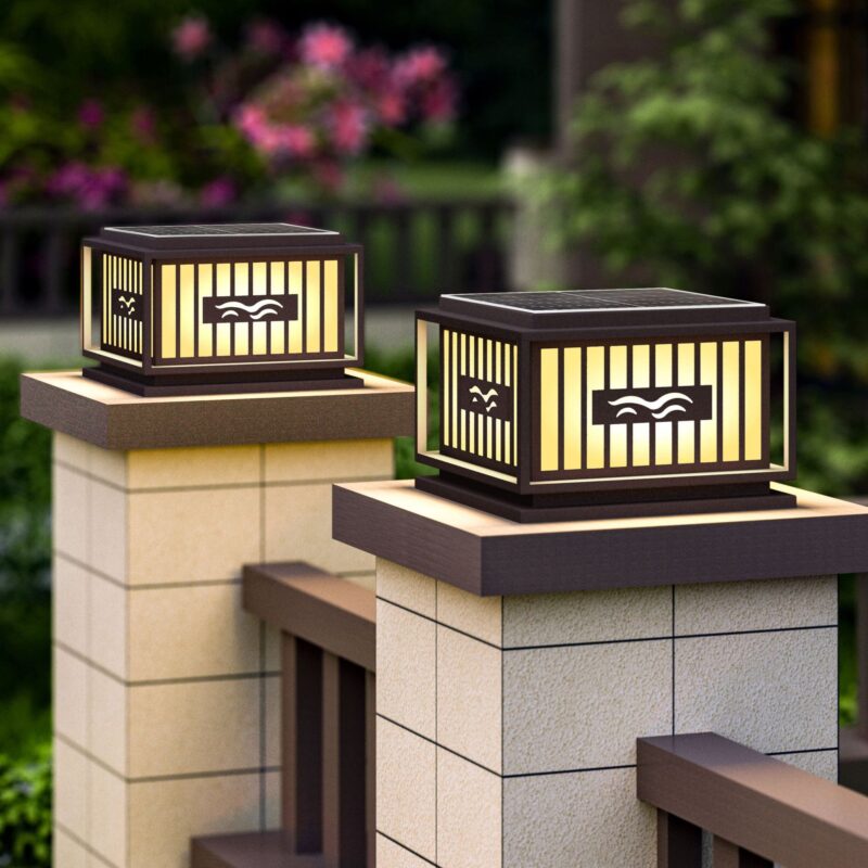 Đèn trụ cổng hình hộp năng lượng mặt trời Z0239 1