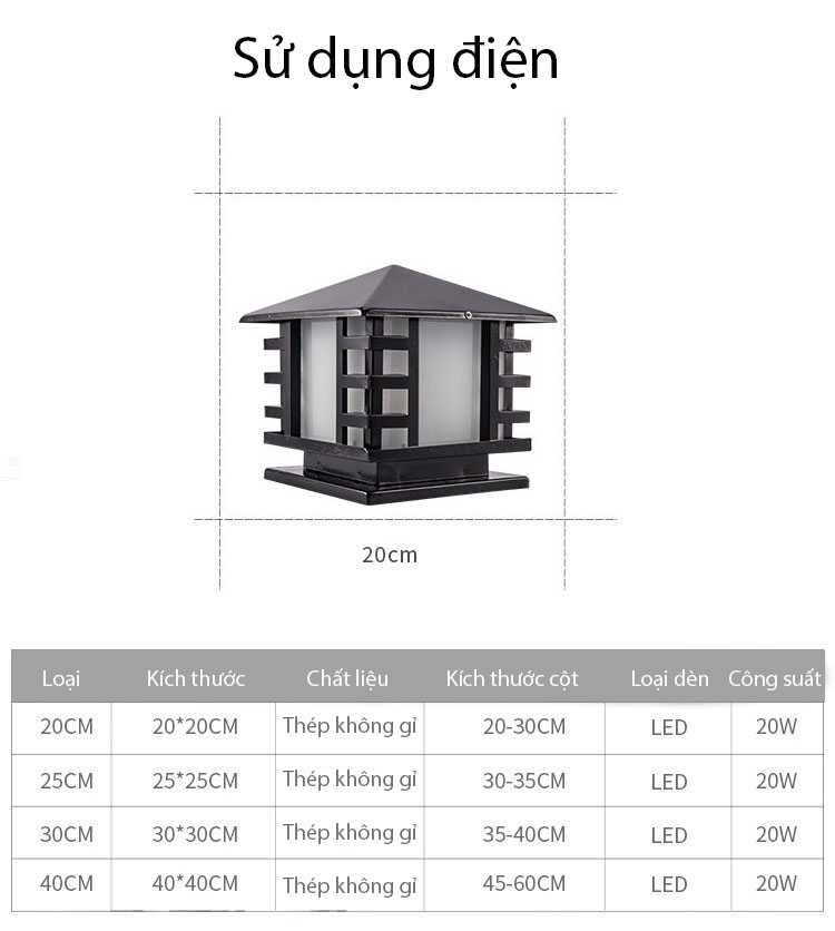 Đèn trụ ngôi đình năng lượng mặt trời OH2615 10