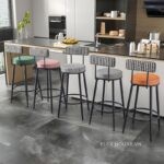 Ghế quầy bar tròn tựa lưng caro độc đáo TT7155