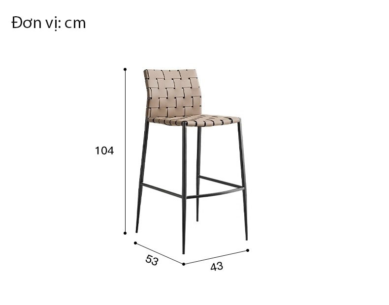 Ghế quầy bar tựa lưng đan da cao cấp ZZ2301 9