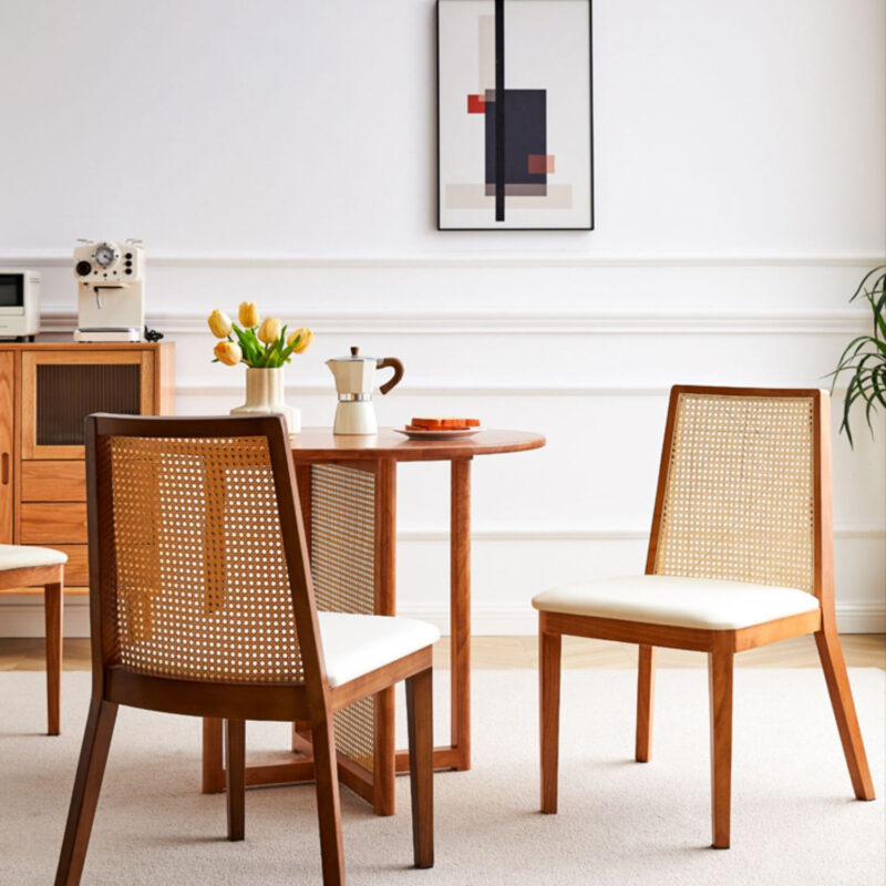 Ghế ăn Thonet tựa vuông lưng mây cao cấp AI987