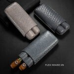 Hộp da đựng cigar 2 điếu họa tiết sang trọng CGL9000