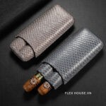 Hộp da đựng cigar 2 điếu họa tiết sang trọng CGL9000-3