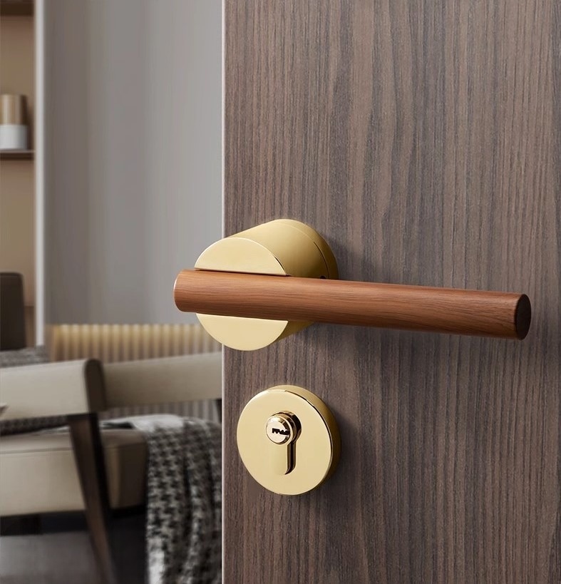 Khóa cửa hợp kim tay nắm gỗ độc đáo BL1201 13