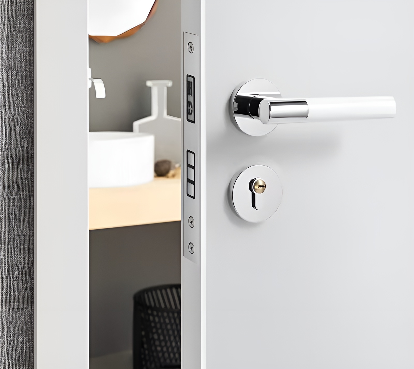 Khóa cửa phân thể phòng ngủ tay gạt màu trắng JB6728 7