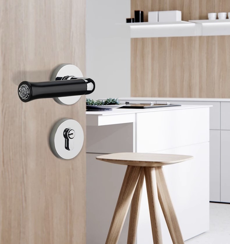 Khóa cửa tay gạt hợp kim kẽm họa tiết hoa hồng KB6167 11