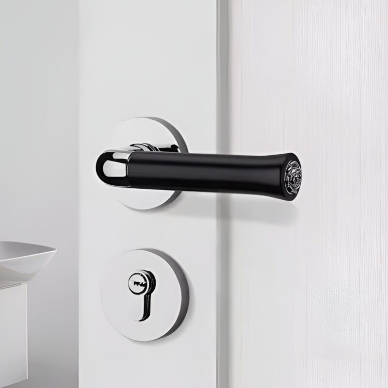 Khóa cửa tay gạt hợp kim kẽm họa tiết hoa hồng KB6167 1