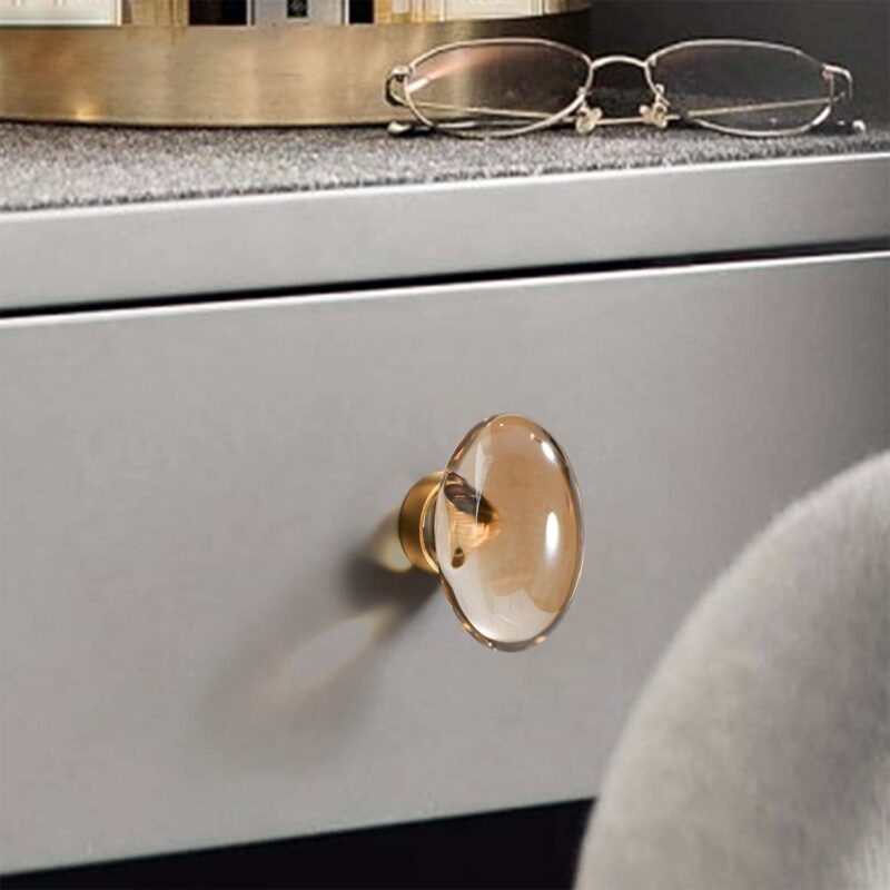Núm tay nắm tủ pha lê đế đồng hình oval SX6859 3