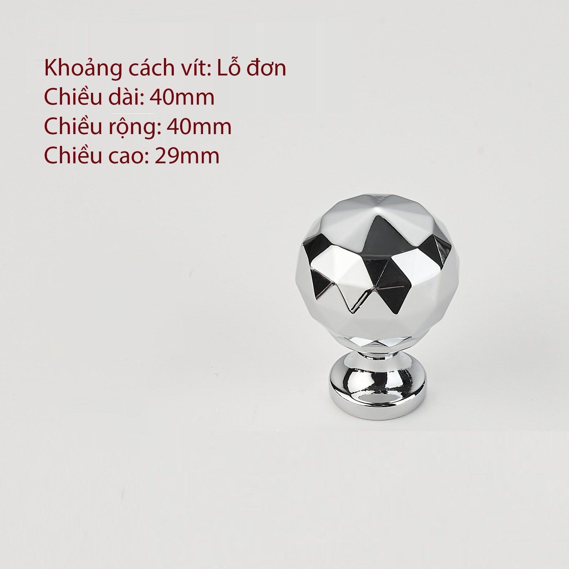 Núm tay nắm tủ quả cầu pha lê hợp kim kẽm LM3621 12
