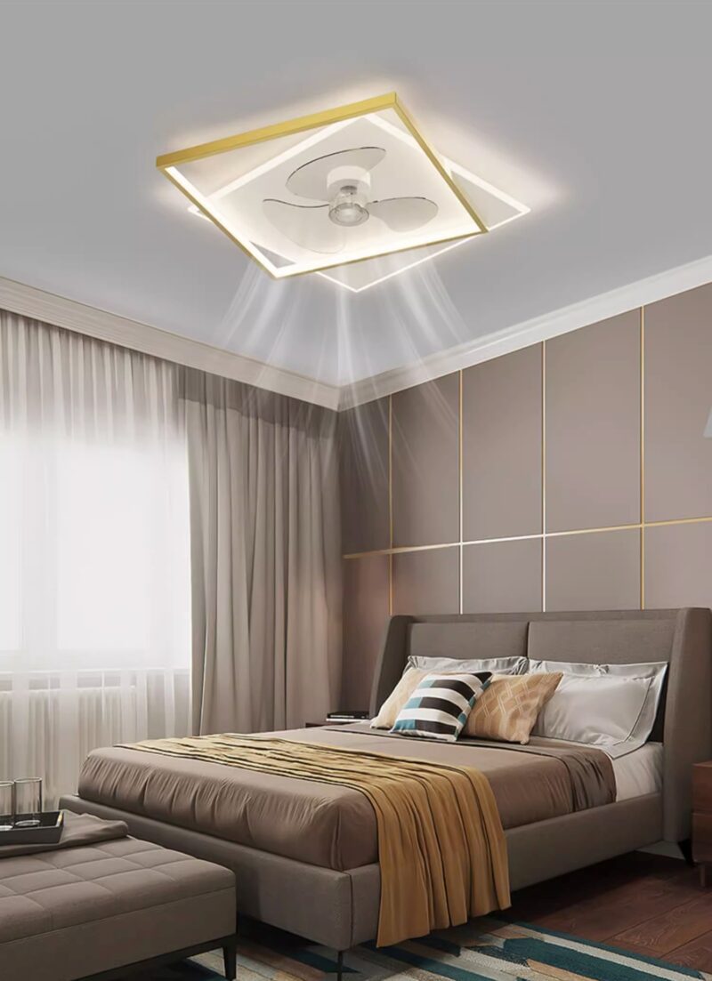 Quạt trần đèn khung vuông decor phòng ngủ QY8515 3