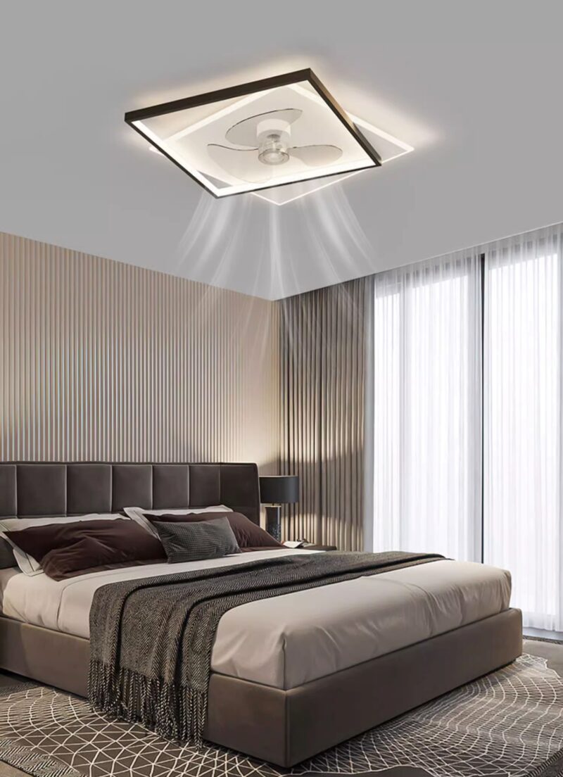 Quạt trần đèn khung vuông decor phòng ngủ QY8515 2