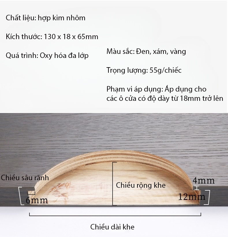 Tay nắm âm tủ hình bán nguyệt hiện đại FY7824 18