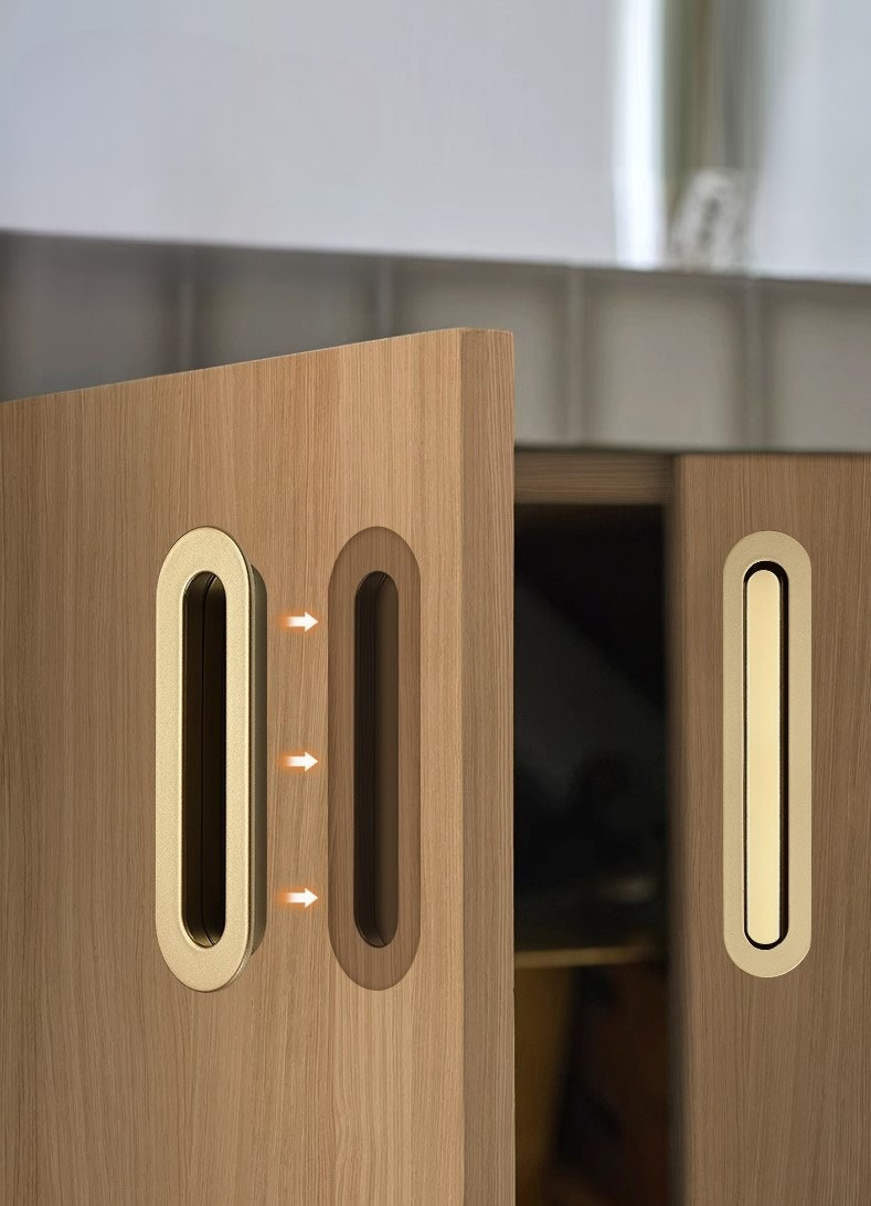 Tay nắm âm tủ hợp kim nhôm hình Oval YJ5703 12