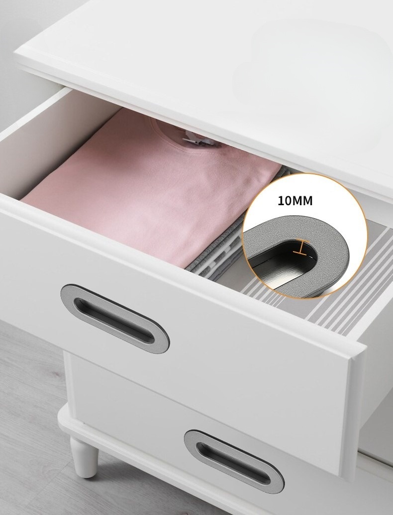 Tay nắm âm tủ hợp kim nhôm hình Oval YJ5703 13