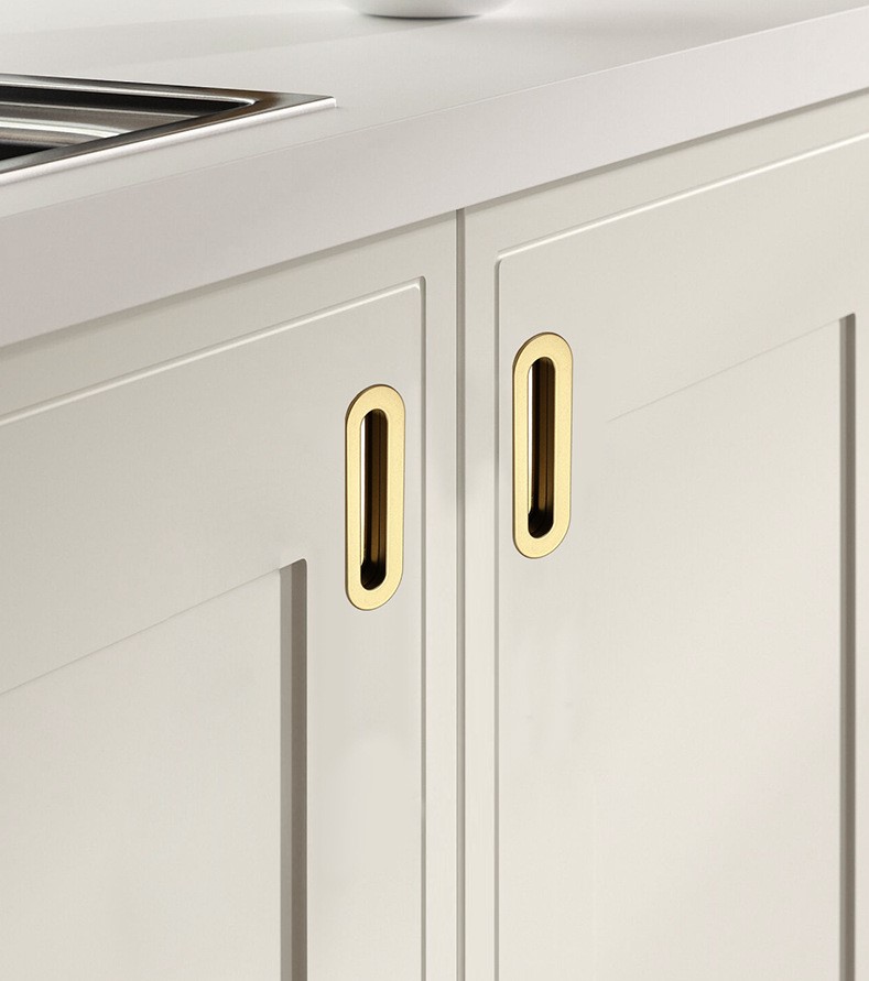 Tay nắm âm tủ hợp kim nhôm hình Oval YJ5703 10
