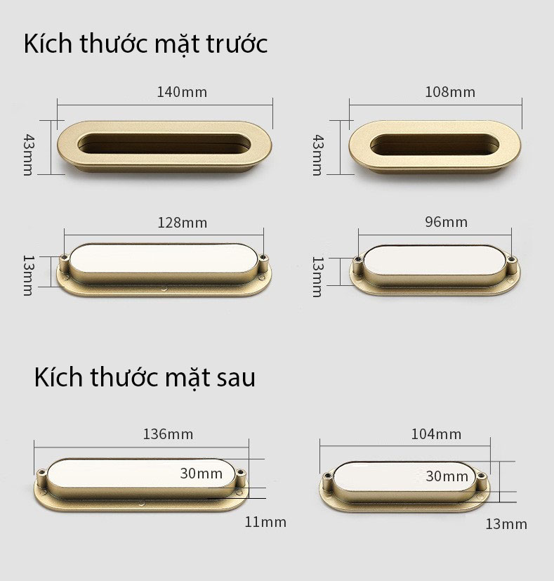 Tay nắm âm tủ hợp kim nhôm hình Oval YJ5703 15
