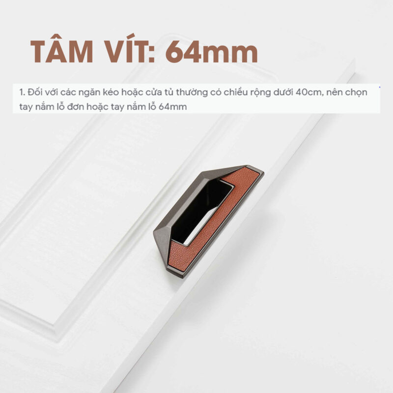 Tay nắm âm ngăn tủ phủ da sang trọng LUC6624 5