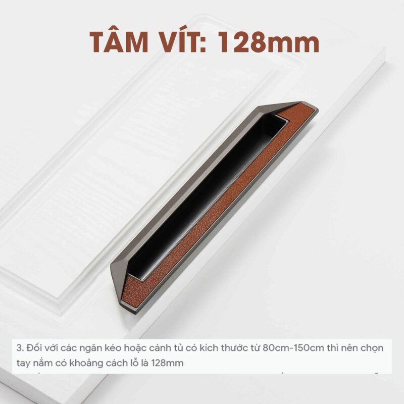 Tay nắm âm ngăn tủ phủ da sang trọng LUC6624 7