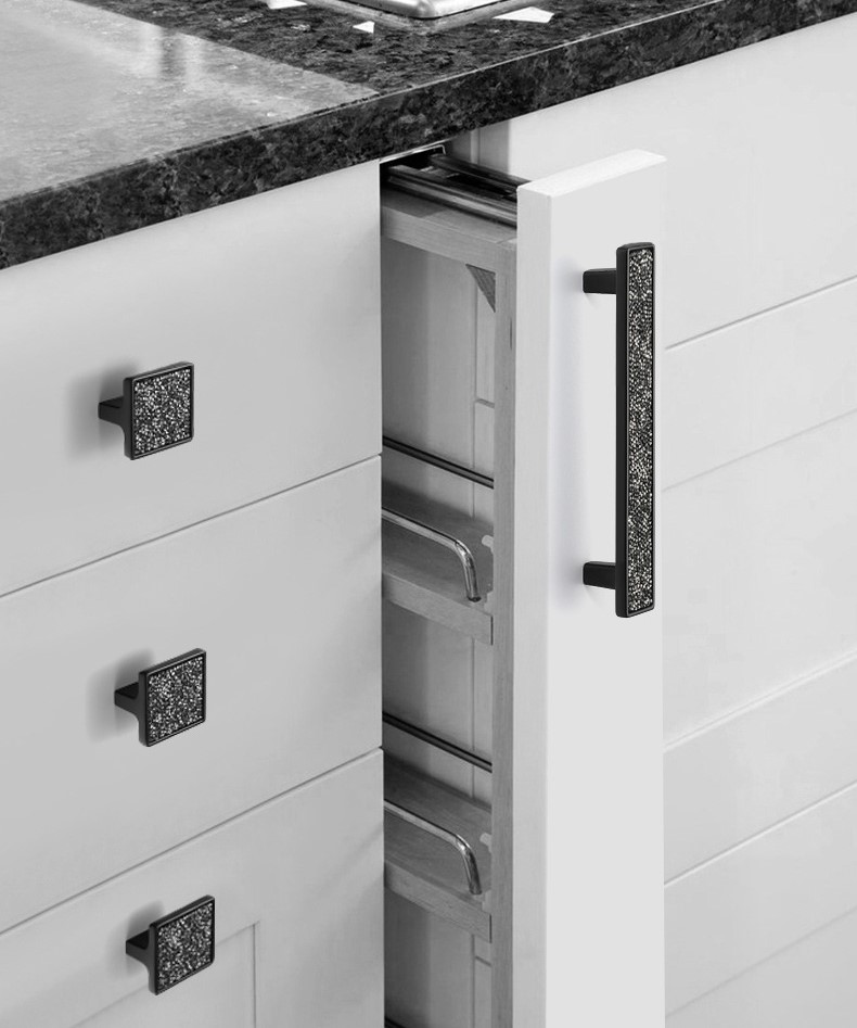 Tay nắm tủ hợp kim kẽm đính pha lê sang trọng YJ4049