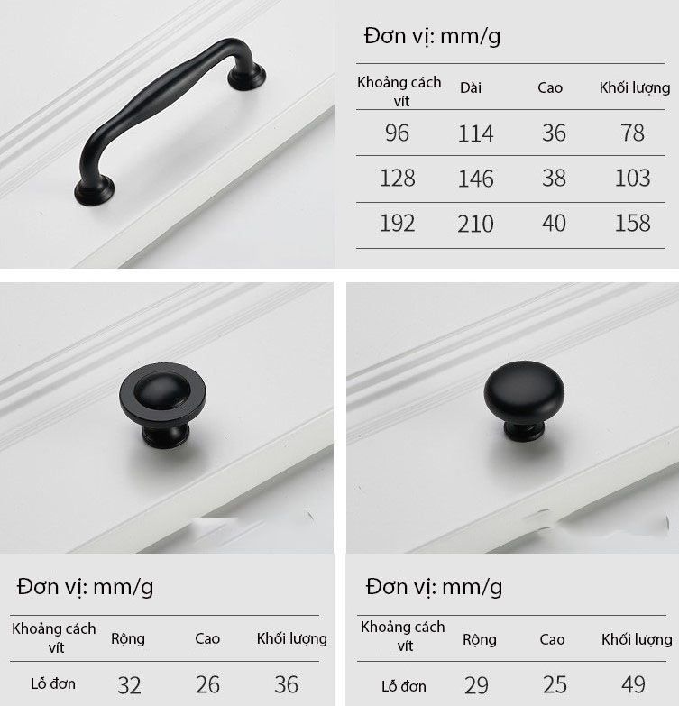 Tay nắm tủ hợp kim kẽm màu đen sang trọng DZ017 10