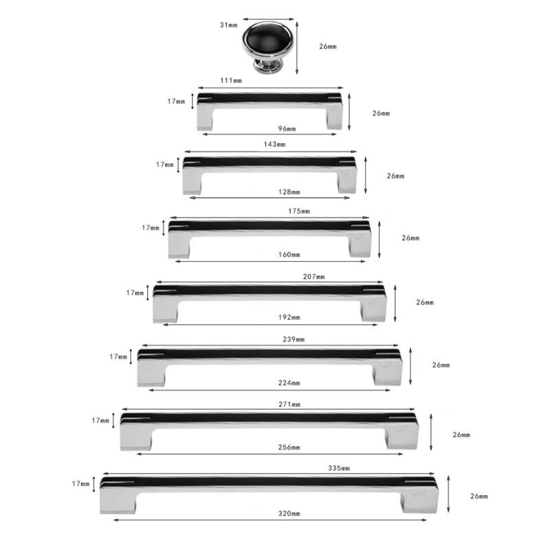 Tay nắm tủ hợp kim mạ chrome kiểu Pháp AI6601 6