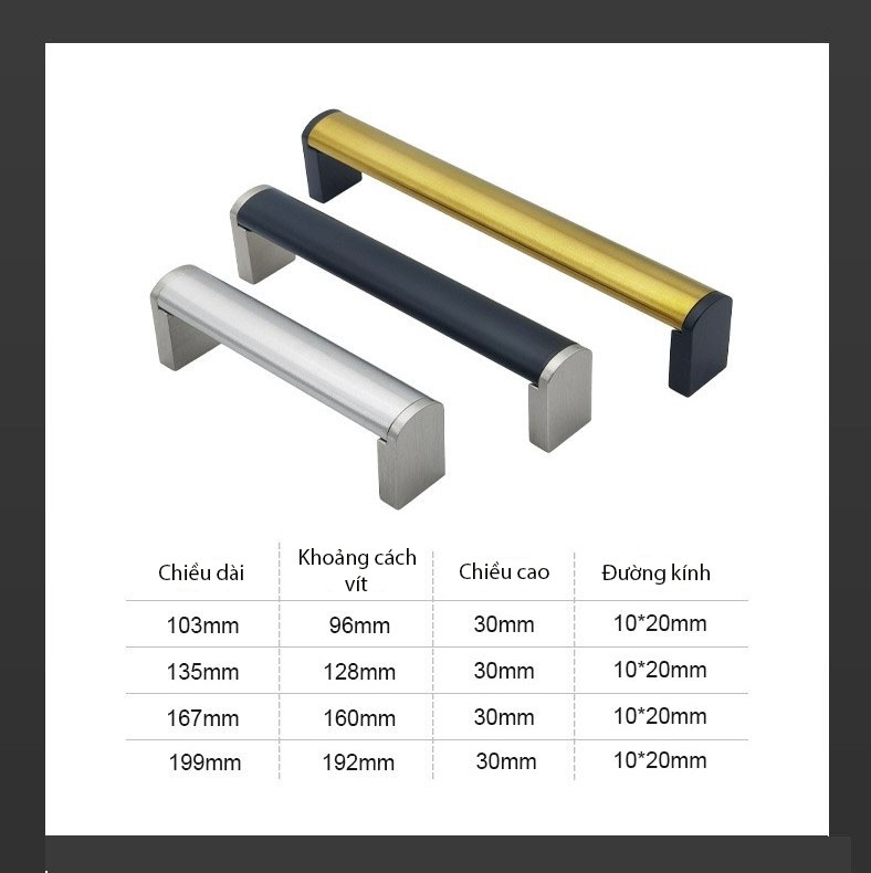 Tay nắm tủ inox nhiều màu thân Oval CM128 17
