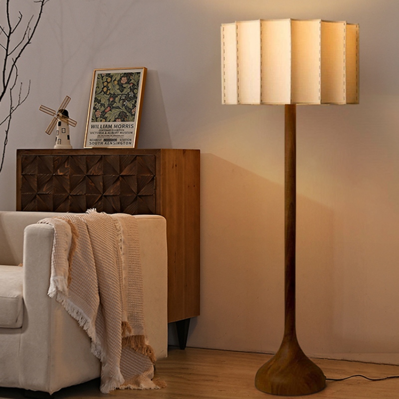 Đèn sàn trang trí góc sofa thân gỗ nghệ thuật HX6654