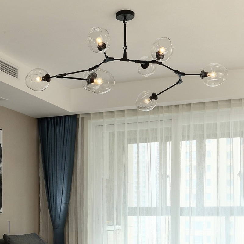 Đèn thả bằng đồng thủy tinh nhiều bóng sáng tạo SS2312 5