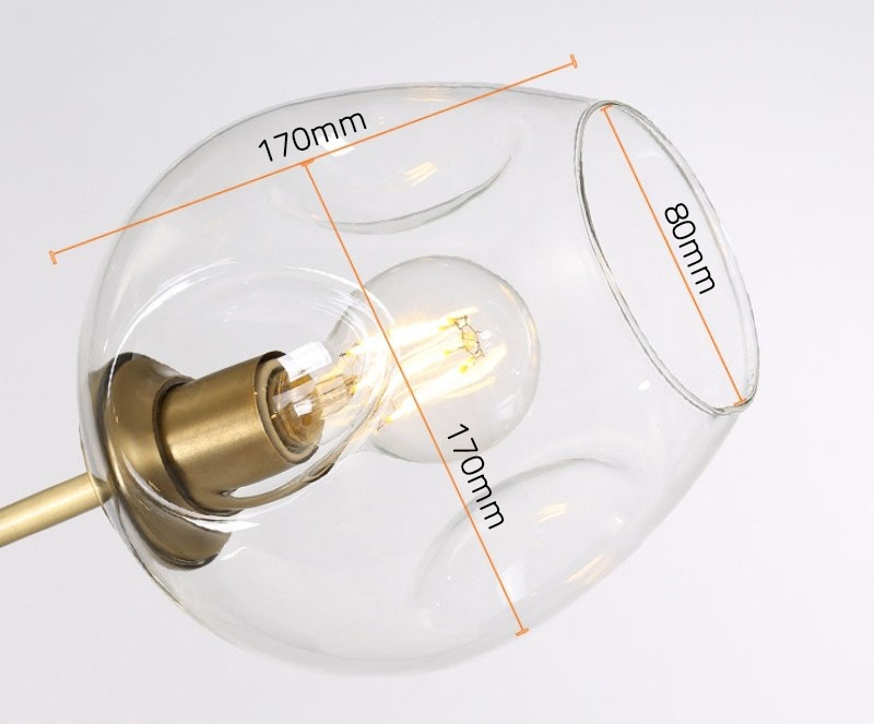 Đèn thả bằng đồng thủy tinh nhiều bóng sáng tạo SS2312 14