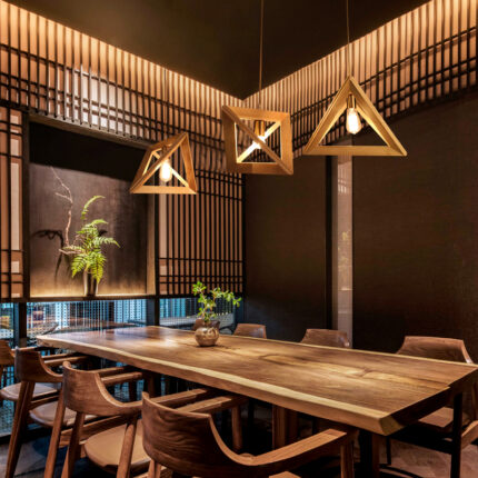 Đèn thả decor bằng gỗ hình học sáng tạo ZKL7249