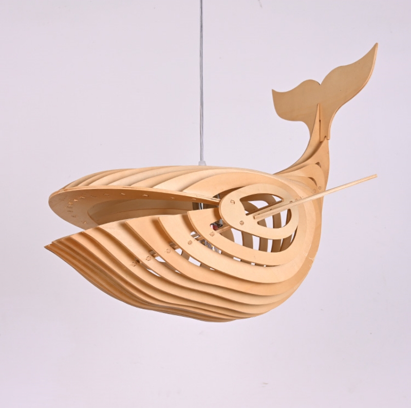 Đèn thả trần bằng gỗ kiểu dáng cá voi Nhật Bản FT1135 9