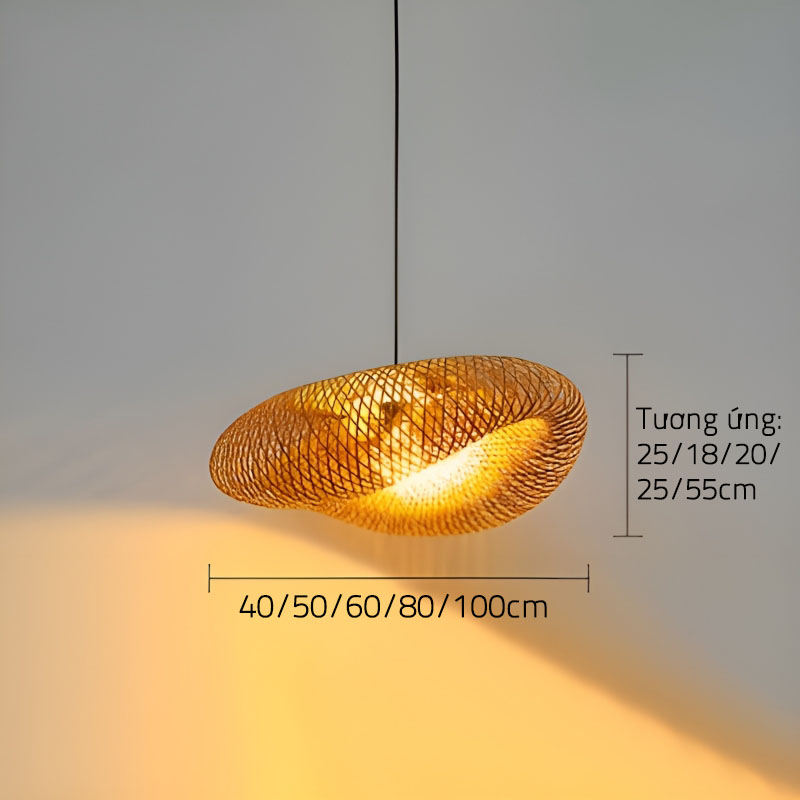 Đèn thả trần mây tre đan hình mũ rơm sáng tạo SL1645 20