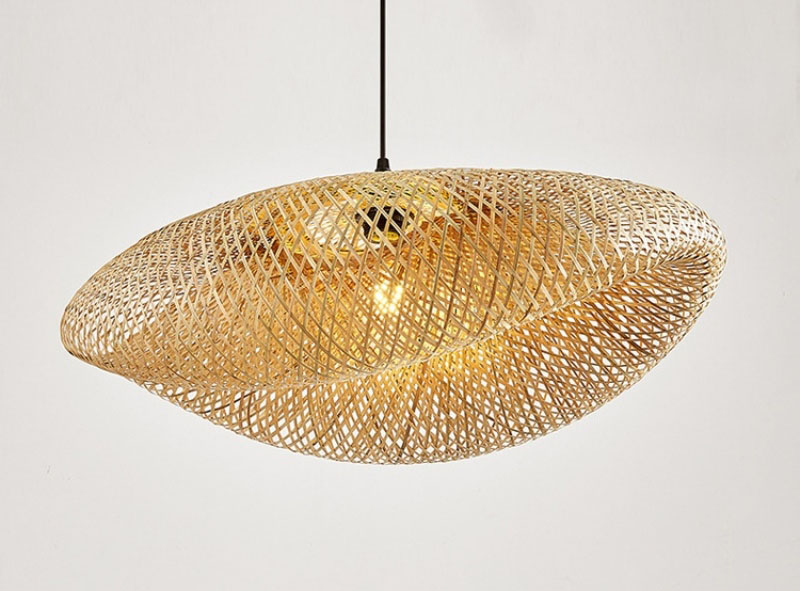 Đèn thả trần mây tre đan hình mũ rơm sáng tạo SL1645 12
