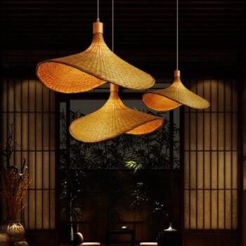 Đèn thả trần sợi tre đan hình nón độc đáo SL1420