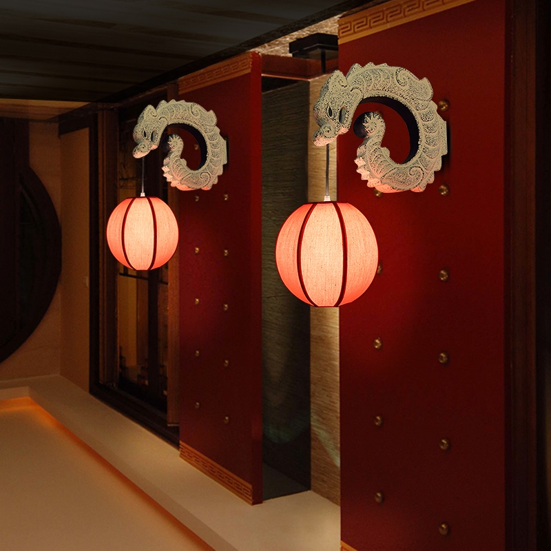 Đèn tường decor rồng ngậm đèn phong cách Á Đông BD8014