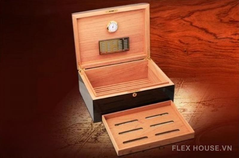 Hộp giữ ẩm cigar gỗ chứa 100 điếu cao cấp CGL0939 6