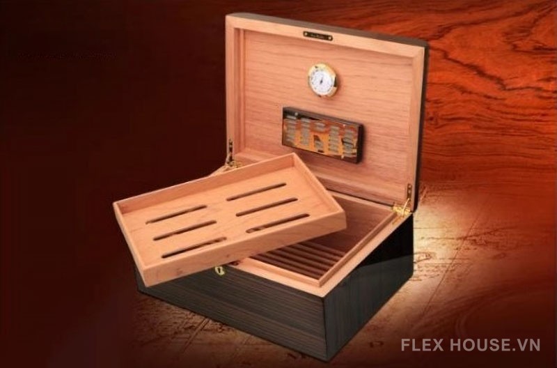 Hộp giữ ẩm cigar gỗ chứa 100 điếu cao cấp CGL0939 5