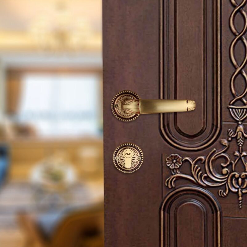 Khóa tay gạt cổ điển cho cửa gỗ bằng đồng ME0166 1