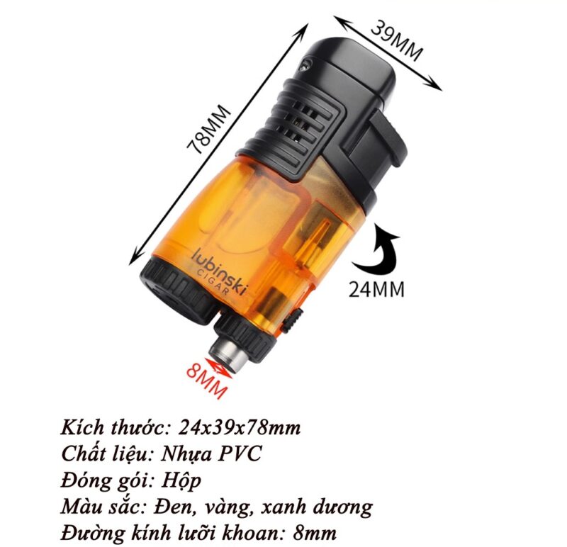 Bật lửa khò 3 tia tích hợp đục xì gà cao cấp LC178 5