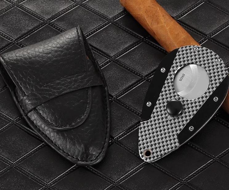 Dao cắt cigar cánh bướm inox vân carbon cao cấp EC106T 5