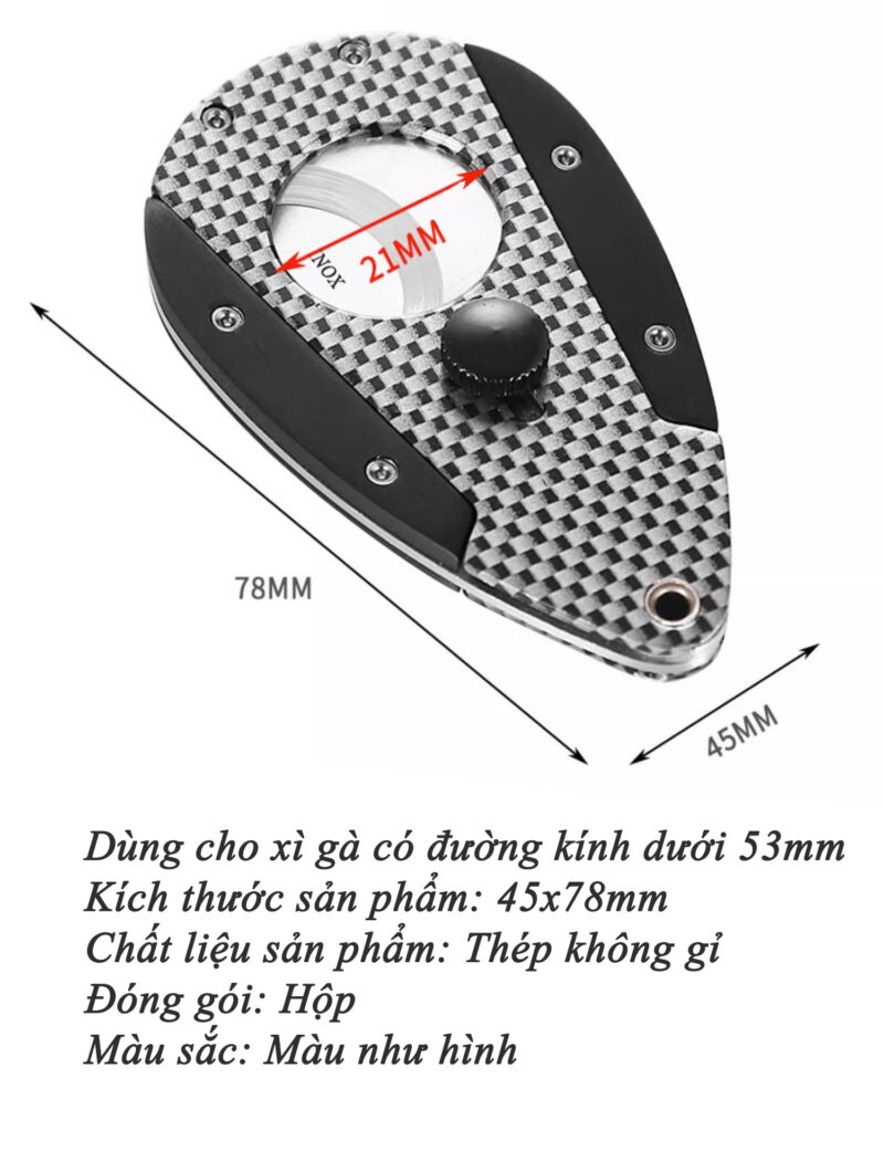 Dao cắt cigar cánh bướm inox vân carbon cao cấp EC106T 4