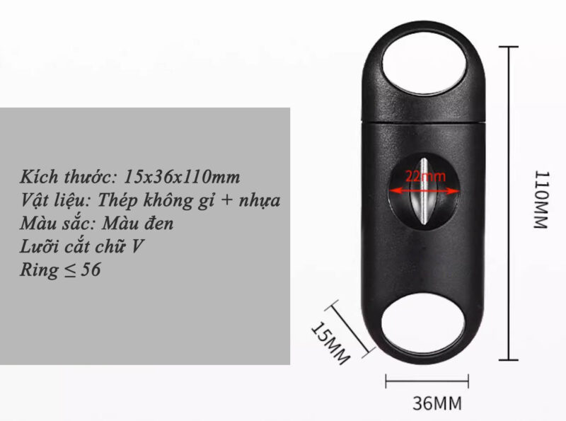Dao cắt xì gà chữ V hiện đại màu đen EC25BG 4