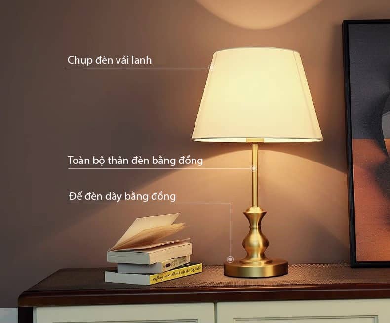 Đèn để bàn phòng ngủ bằng đồng phong cách retro MT156 8